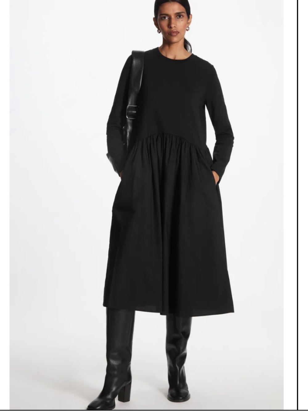 COS Long-Sleeved Gathered Midi Dress
